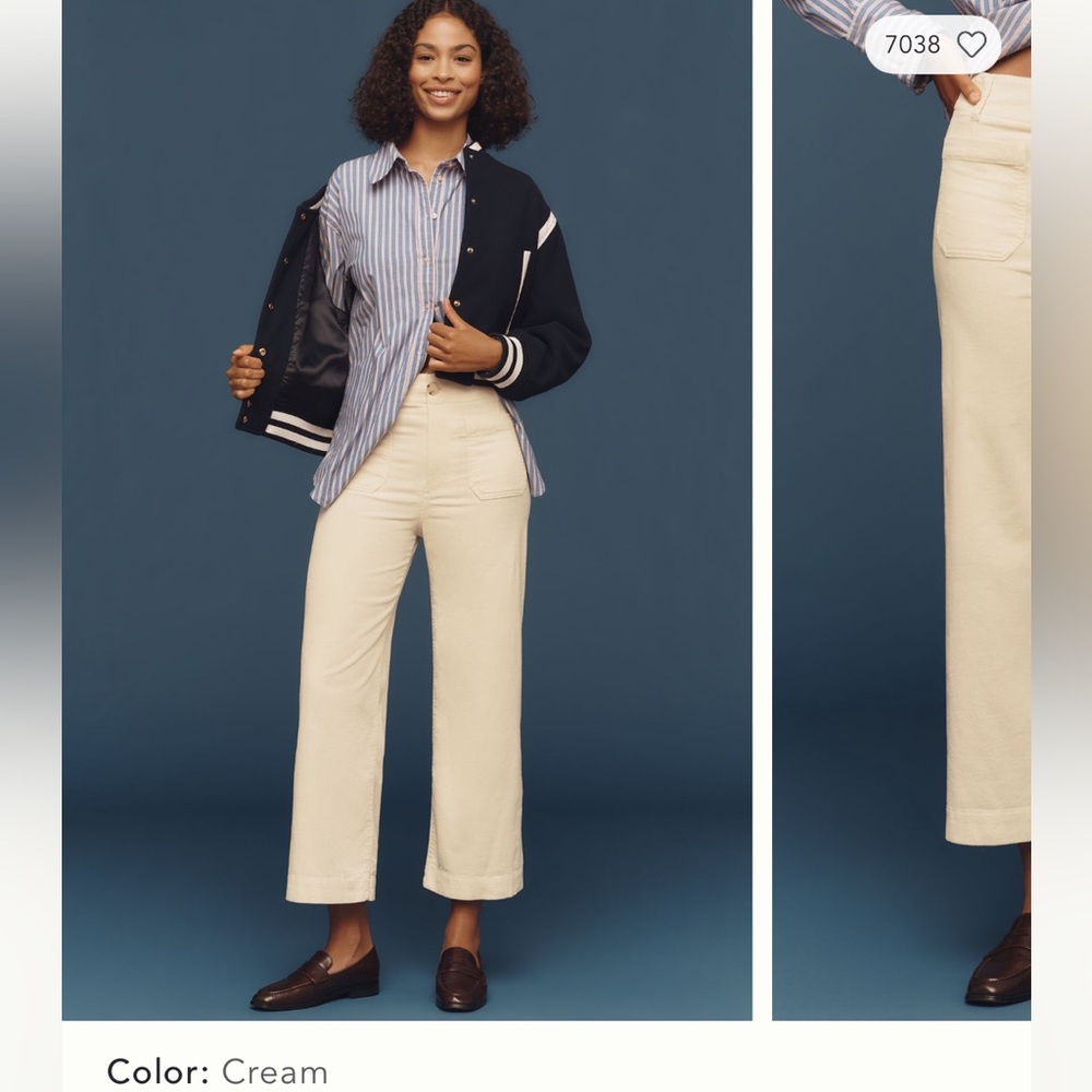 Maeve Colette Corduroy Cream Wide-Leg High-Rise Pants